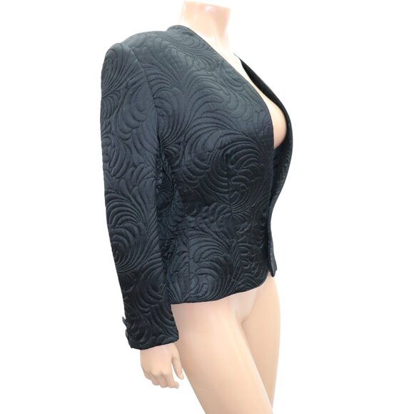 VALENTINO Designer Classic Black Textured Jacquard Blazer Jacket 14 - Picture 3 of 9